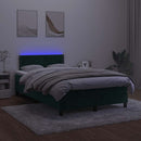 vidaXL sötétzöld bársony rugós és LED-es ágy matraccal 120x190 cm