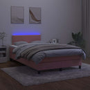 vidaXL rózsaszín bársony rugós és LED-es ágy matraccal 120 x 190 cm