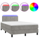 vidaXL világosszürke bársony rugós és LED-es ágy matraccal 120x190 cm