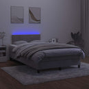 vidaXL világosszürke bársony rugós és LED-es ágy matraccal 120x190 cm
