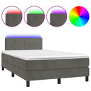 vidaXL sötétszürke bársony rugós és LED-es ágy matraccal 120x190 cm