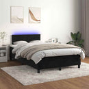 vidaXL fekete bársony rugós és LED-es ágy matraccal 120x190 cm