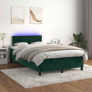 vidaXL sötétzöld bársony rugós és LED-es ágy matraccal 120x190 cm