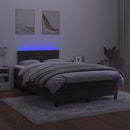 vidaXL fekete bársony rugós és LED-es ágy matraccal 120x190 cm