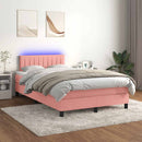 vidaXL rózsaszín bársony rugós és LED-es ágy matraccal 120 x 190 cm