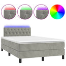 vidaXL világosszürke bársony rugós és LED-es ágy matraccal 120x190 cm