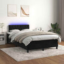 vidaXL fekete bársony rugós és LED-es ágy matraccal 120x190 cm