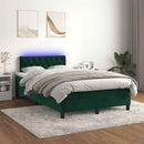 vidaXL sötétzöld bársony rugós és LED-es ágy matraccal 120x190 cm