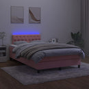 vidaXL rózsaszín bársony rugós és LED-es ágy matraccal 120 x 190 cm