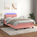 vidaXL rózsaszín bársony rugós és LED-es ágy matraccal 120 x 190 cm