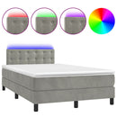 vidaXL világosszürke bársony rugós és LED-es ágy matraccal 120x190 cm