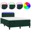 vidaXL sötétzöld bársony rugós és LED-es ágy matraccal 120x190 cm