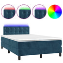 vidaXL sötétkék bársony rugós és LED-es ágy matraccal 120x190 cm