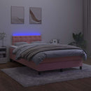 vidaXL rózsaszín bársony rugós és LED-es ágy matraccal 120 x 190 cm
