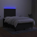 vidaXL fekete szövet rugós és LED-es ágy matraccal 120x190 cm