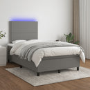 vidaXL sötétszürke szövet rugós és LED-es ágy matraccal 120x190 cm