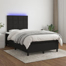vidaXL fekete szövet rugós és LED-es ágy matraccal 120x190 cm