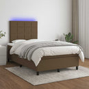 vidaXL barna szövet rugós és LED-es ágy matraccal 120x190 cm