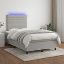 vidaXL világosszürke szövet rugós és LED-es ágy matraccal 120x190 cm