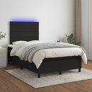 vidaXL fekete szövet rugós és LED-es ágy matraccal 120x190 cm