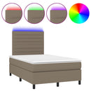 vidaXL tópszínű szövet rugós és LED-es ágy matraccal 120x190cm