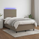 vidaXL tópszínű szövet rugós és LED-es ágy matraccal 120x190cm