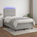vidaXL világosszürke szövet rugós és LED-es ágy matraccal 120x190 cm