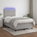vidaXL világosszürke szövet rugós és LED-es ágy matraccal 120x190 cm