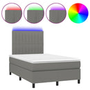 vidaXL sötétszürke szövet rugós és LED-es ágy matraccal 120x190 cm