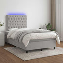 vidaXL világosszürke szövet rugós és LED-es ágy matraccal 120x190 cm