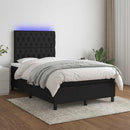 vidaXL fekete szövet rugós és LED-es ágy matraccal 120x190 cm