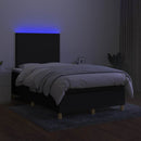 vidaXL fekete szövet rugós és LED-es ágy matraccal 120x190 cm