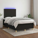 vidaXL fekete szövet rugós és LED-es ágy matraccal 120x190 cm