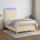 vidaXL krémszínű szövet rugós és LED-es ágy matraccal 120x190cm