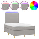 vidaXL világosszürke szövet rugós és LED-es ágy matraccal 120x190 cm