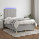 vidaXL világosszürke szövet rugós és LED-es ágy matraccal 120x190 cm