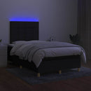 vidaXL fekete szövet rugós és LED-es ágy matraccal 120x190 cm