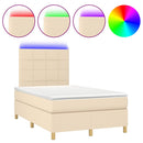 vidaXL krémszínű szövet rugós és LED-es ágy matraccal 120x190cm