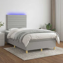 vidaXL világosszürke szövet rugós és LED-es ágy matraccal 120x190 cm