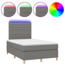 vidaXL sötétszürke szövet rugós és LED-es ágy matraccal 120x190 cm