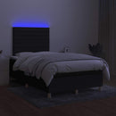 vidaXL fekete szövet rugós és LED-es ágy matraccal 120x190 cm
