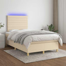 vidaXL krémszínű szövet rugós és LED-es ágy matraccal 120x190cm