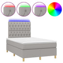 vidaXL világosszürke szövet rugós és LED-es ágy matraccal 120x190 cm
