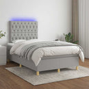 vidaXL világosszürke szövet rugós és LED-es ágy matraccal 120x190 cm