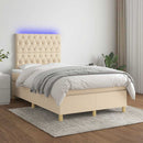 vidaXL krémszínű szövet rugós és LED-es ágy matraccal 120x190cm