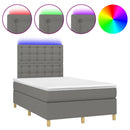 vidaXL sötétszürke szövet rugós és LED-es ágy matraccal 120x190 cm