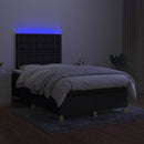 vidaXL fekete szövet rugós és LED-es ágy matraccal 120x190 cm