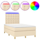 vidaXL krémszínű szövet rugós és LED-es ágy matraccal 120x190cm