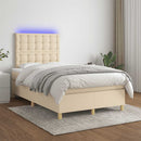 vidaXL krémszínű szövet rugós és LED-es ágy matraccal 120x190cm