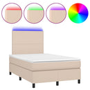 vidaXL cappuccino színű műbőr rugós és LED-es ágy matraccal 120x190 cm